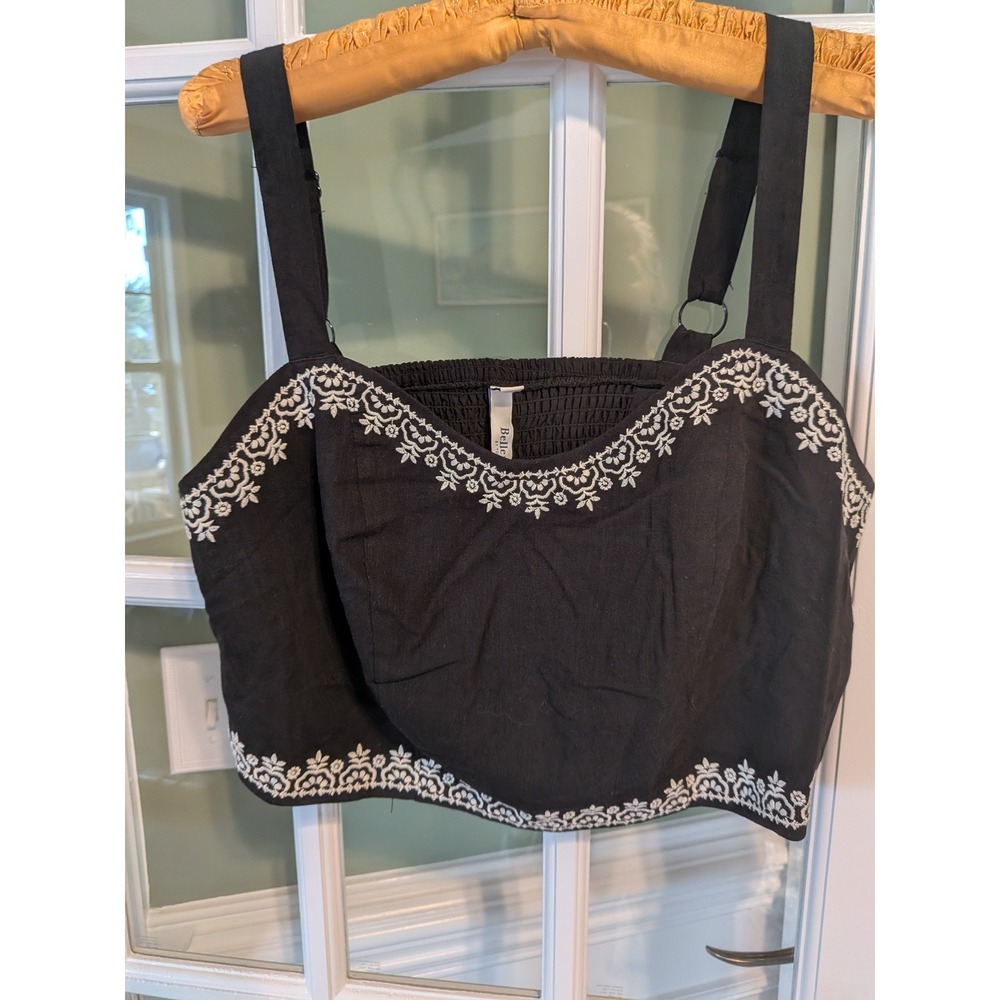 Torrid Belle Isle Black Embroidered Sweetheart Crop Top NWT Size 1 1X 14-16